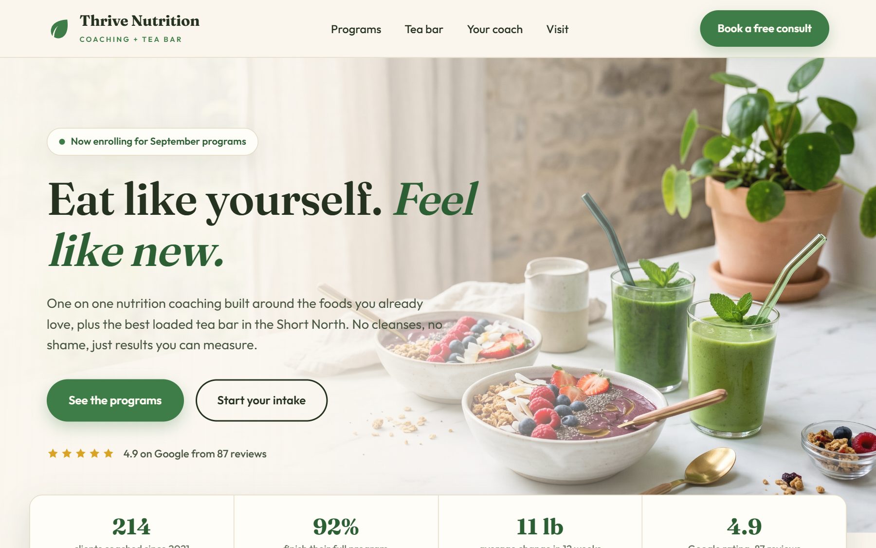 Thrive Nutrition demo website