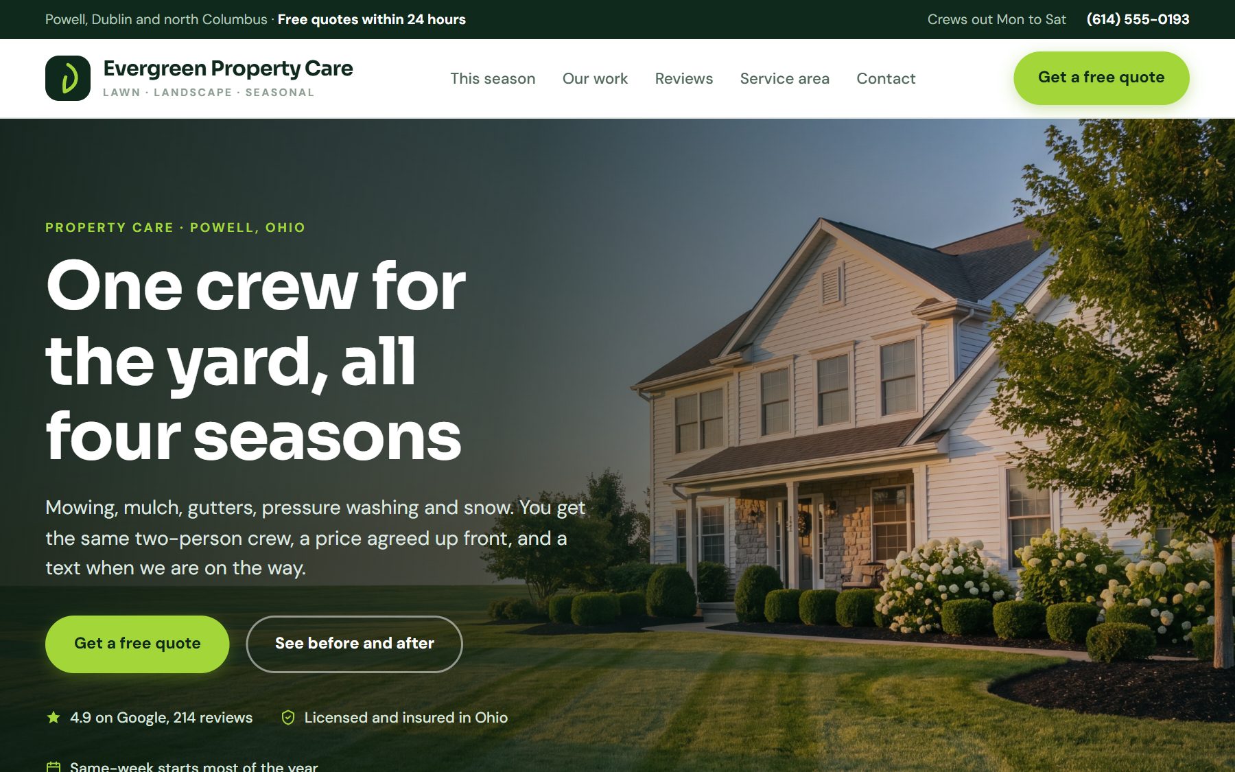 Evergreen Property Care demo website